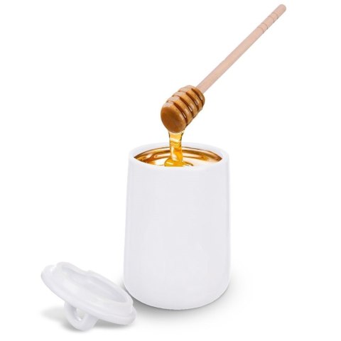 Pojemnik na miód z łyżką do miodu słoik porcelanowy WHITELINE 470 ml ORION 142288