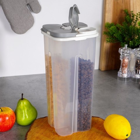 Pojemnik na produkty sypkie płatki mąkę kawę z dozownikiem dzielony 3L EXCELLENT HOUSEWARE 259388