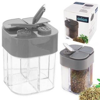 Pojemnik na przyprawy + naklejki etykiety 4 przegrody przyprawnik KEMP ORION 155114