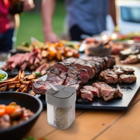 Pojemnik na przyprawy + naklejki etykiety 4 przegrody przyprawnik KEMP ORION 155114