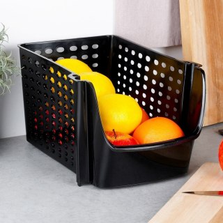 Pojemnik na warzywa i owoce ziemniaki cebulę czarny DUŻY 29x21x16cm VILDE 229089