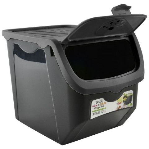 Pojemnik na warzywa i owoce ziemniaki cebulę z pokrywą czarny 12L ORION 730513-C