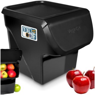 Pojemnik na warzywa i owoce ziemniaki cebulę z pokrywą czarny 13L VILDE 730510-C