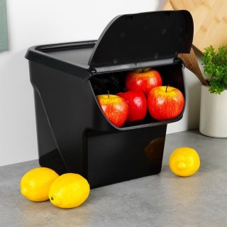 Pojemnik na warzywa i owoce ziemniaki cebulę z pokrywą czarny 13L VILDE 730510-C