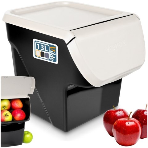 Pojemnik na warzywa i owoce ziemniaki cebulę z pokrywą popielaty 13L VILDE 730510-P