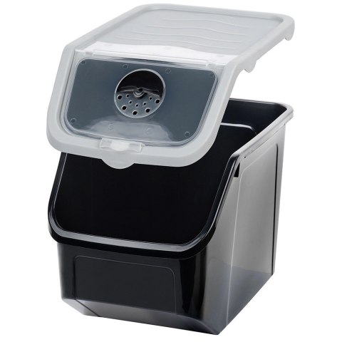 Pojemnik na warzywa i owoce ziemniaki cebulę z pokrywką czarny 12L VILDE 229160