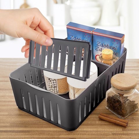 Pojemnik organizer na przyprawy do szuflady z przegrodami szary ORION 731616