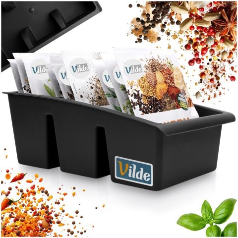Pojemnik organizer na przyprawy torebki do szuflady pojemniki czarny VILDE 229047-C