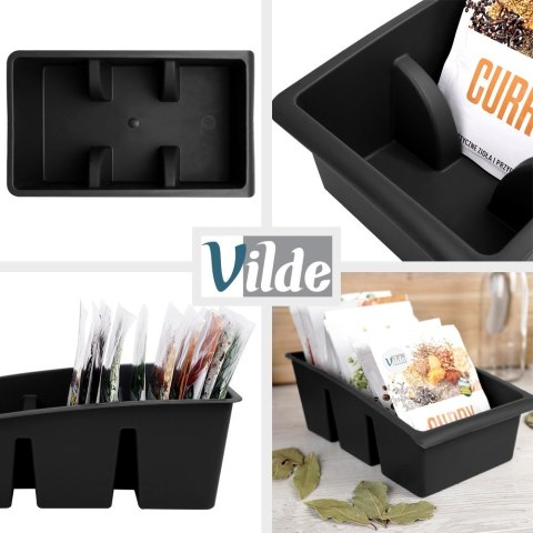 Pojemnik organizer na przyprawy torebki do szuflady pojemniki czarny VILDE 229047-C