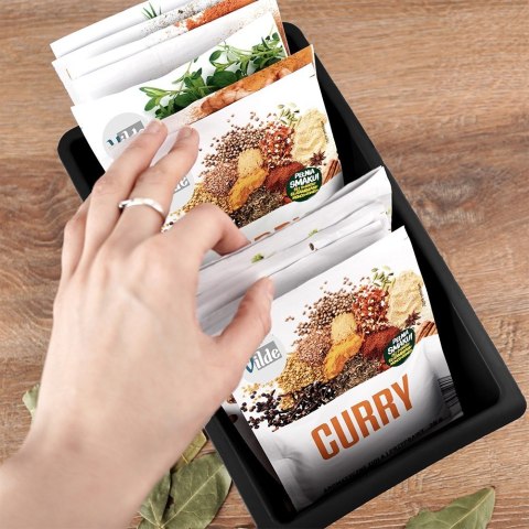 Pojemnik organizer na przyprawy torebki do szuflady pojemniki czarny VILDE 229047-C