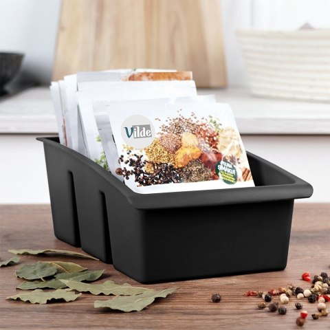 Pojemnik organizer na przyprawy torebki do szuflady pojemniki czarny VILDE 229047-C