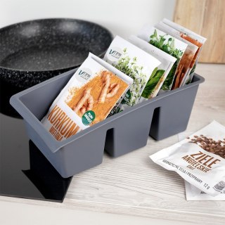 Pojemnik organizer na przyprawy torebki do szuflady pojemniki szary VILDE 229047-S