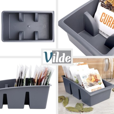 Pojemnik organizer na przyprawy torebki do szuflady pojemniki szary VILDE 229047-S