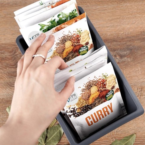 Pojemnik organizer na przyprawy torebki do szuflady pojemniki szary VILDE 229047-S