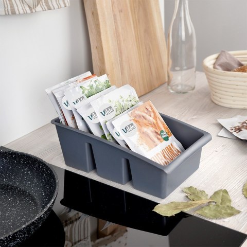 Pojemnik organizer na przyprawy torebki do szuflady pojemniki szary VILDE 229047-S