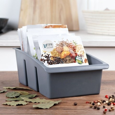 Pojemnik organizer na przyprawy torebki do szuflady pojemniki szary VILDE 229047-S