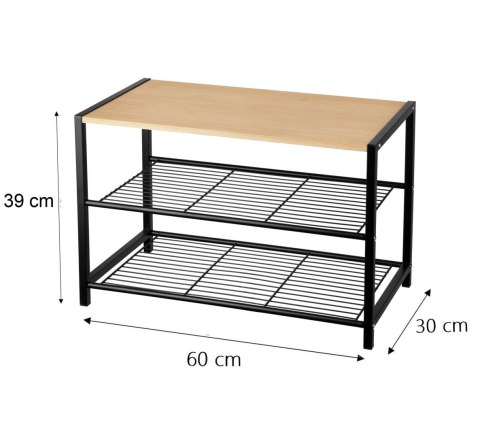 PÓŁKA REGAŁ STOJAK NA BUTY 3-POZIOMOWA 60X30X39CM BRUNBESTE BB-3535