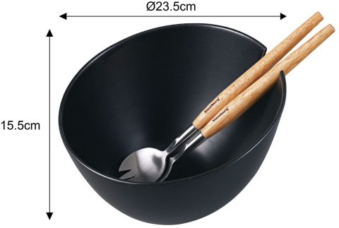 PORCELANOWA MISA 23cm DO SAŁATEK Z ŁYŻKAMI KLAUSBERG KB-7786 CZARNA