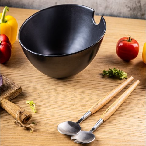 PORCELANOWA MISA 23cm DO SAŁATEK Z ŁYŻKAMI KLAUSBERG KB-7786 CZARNA