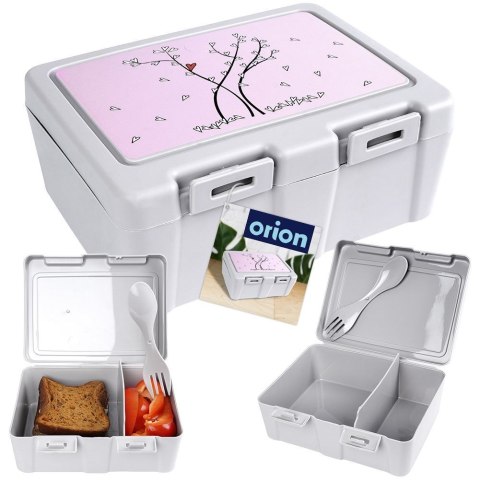 Pojemnik śniadaniowy na śniadanie żywność lunch box ze sztućcami SERCE 1L ORION 154038