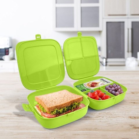 Pojemnik śniadaniowy obiadowy lunchbox z przegródkami zielony 2x700ml VILDE 259324