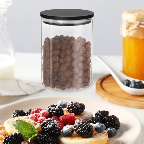 Pojemnik szklany na produkty sypkie suche z pokrywką i uszczelką 600 ml ORION 127578