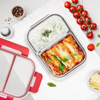 Pojemnik szklany żaroodporny na żywność z pokrywką dzielony 1.3L ORION 129229