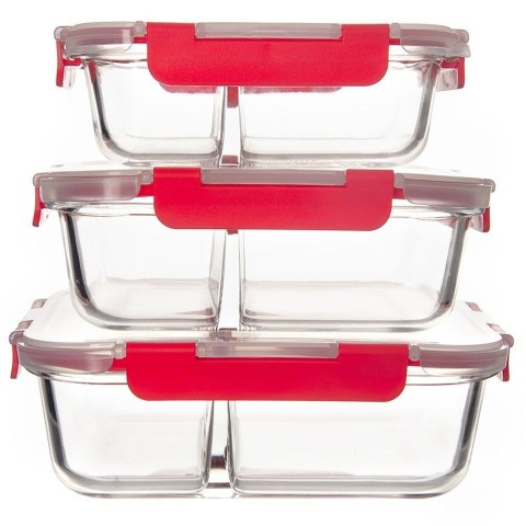 Pojemnik szklany żaroodporny na żywność z pokrywką dzielony 1.3L ORION 129229
