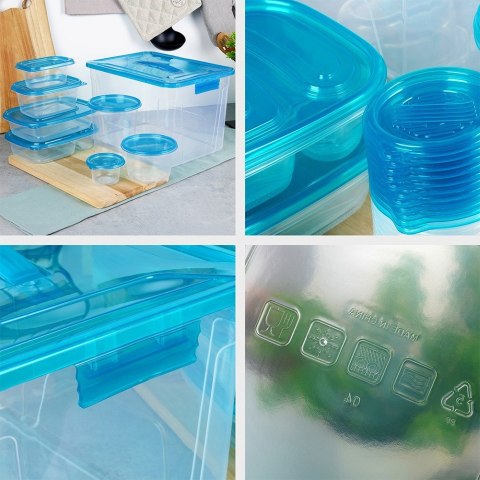 Pojemniki do przechowywania żywności z pokrywką 9 rozmiarów 50 sztuk VILDE 229239