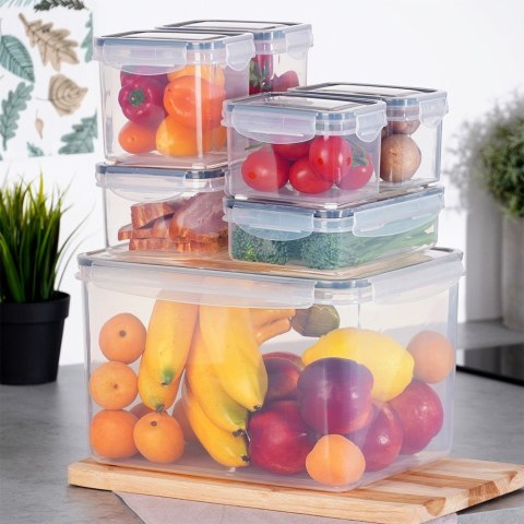 Pojemniki do przechowywania żywności z pokrywką i uszczelką 7-ele VILDE 259635