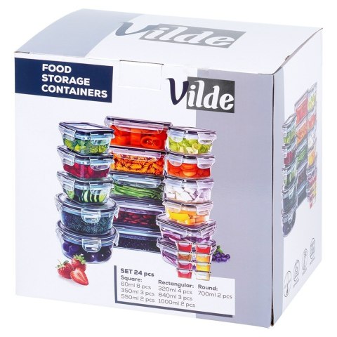 Pojemniki plastikowe do przechowywania żywności 7 rozmiarów 24-ele VILDE 229159
