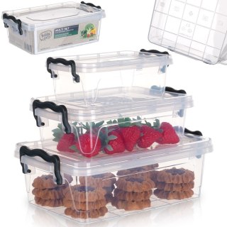 Pojemniki plastikowe na żywność z pokrywką 0.6/1.2/2L 3 sztuki ORION 126025