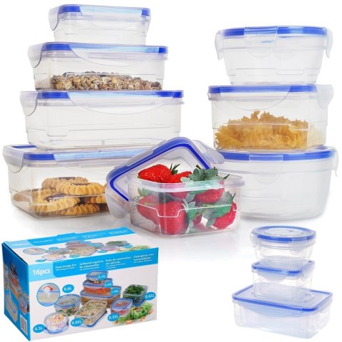 Pojemniki plastikowe na żywność z pokrywką i uszczelką 8-ele VILDE 229124