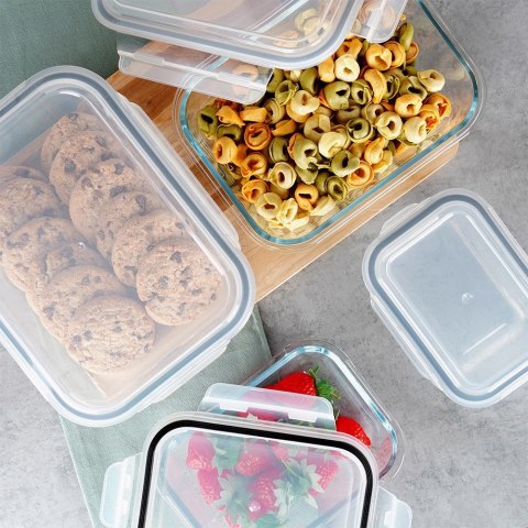 Pojemniki szklane na żywność z pokrywką i uszczelką 4-ele VILDE 229151