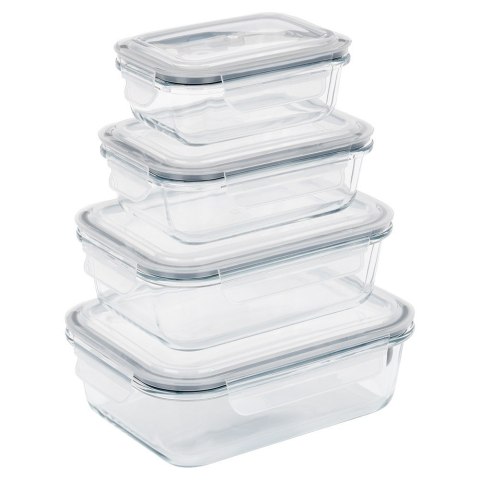 Pojemniki szklane na żywność z pokrywką i uszczelką 4-ele VILDE 229151