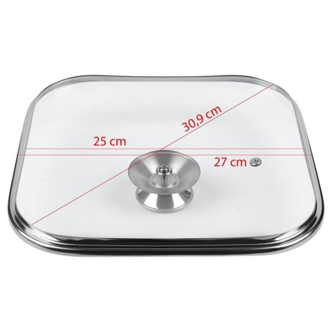 Pokrywka szklana kwadratowa duża do garnka patelni 27x27cm GRANDE ORION 126316