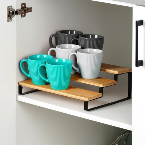 Półka kuchenna drewniana 3-poziomowa organizer kuchenny 32x23.5x9.6cm VILDE 229202