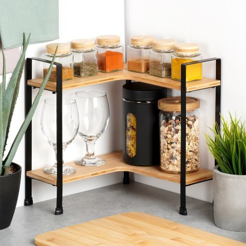 Półka kuchenna drewniana narożna 2-poziomowa 29.5x29.5x33.5cm VILDE 229203