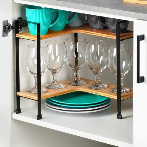 Półka kuchenna drewniana narożna 2-poziomowa 29.5x29.5x33.5cm VILDE 229203