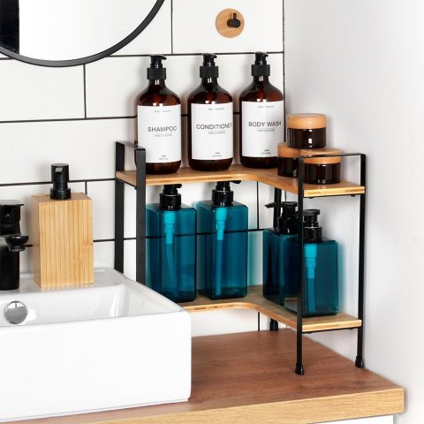 Półka kuchenna drewniana narożna 2-poziomowa 29.5x29.5x33.5cm VILDE 229203