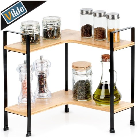 Półka kuchenna drewniana narożna 2-poziomowa 29.5x29.5x33.5cm VILDE 229203