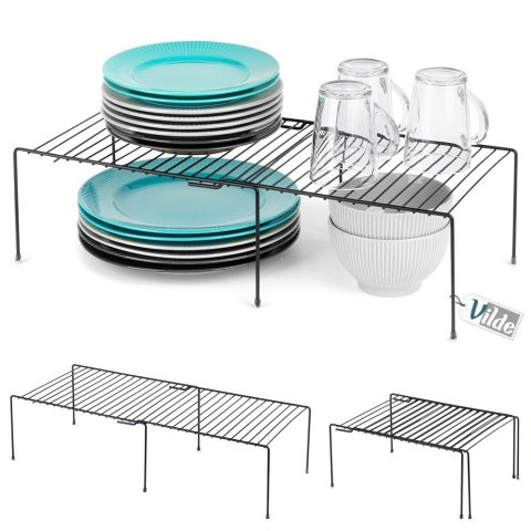 Półka kuchenna metalowa do szafki regulowana rozsuwana 34.5-48cm czarna VILDE 229106
