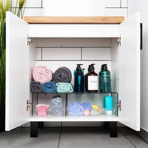 Półka kuchenna metalowa do szafki regulowana rozsuwana 34.5-48cm czarna VILDE 229106