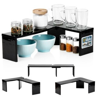 Półka kuchenna regulowana narożna podłużna czarna organizer 47x32x15.5cm VILDE 229207