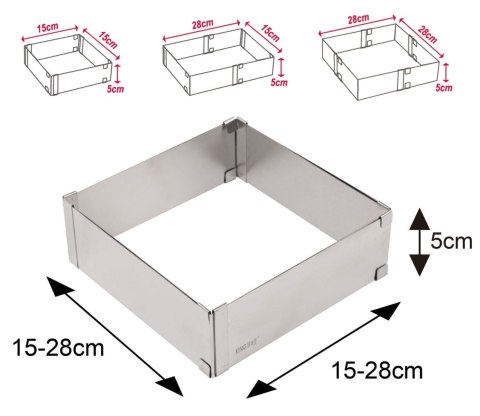 REGULOWANA FORMA DO CIASTA 28-15 X 5CM TORTOWNICA RANT CUKIERNICZY KINGHOFF KH-1906
