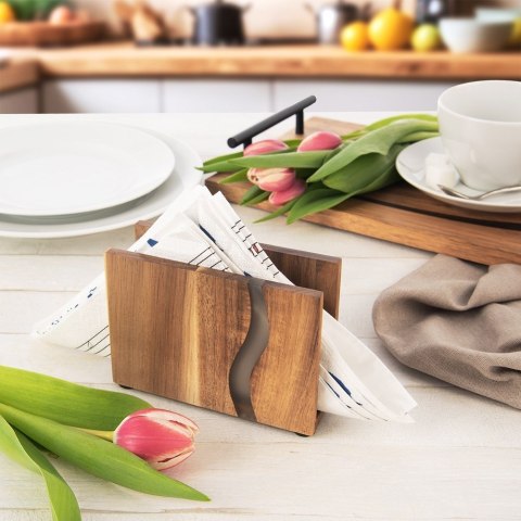 Serwetnik drewniany stojak na serwetki pojemnik organizer RIVER 12x8.5cm ORION 154308