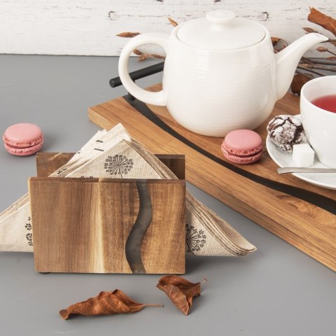 Serwetnik drewniany stojak na serwetki pojemnik organizer RIVER 12x8.5cm ORION 154308