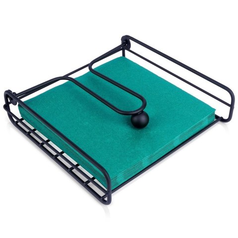 Serwetnik metalowy stojak na serwetki organizer pojemnik czarny 19x19.5cm VILDE 139316
