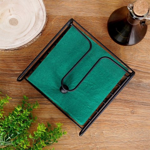 Serwetnik metalowy stojak na serwetki organizer pojemnik czarny 19x19.5cm VILDE 139316