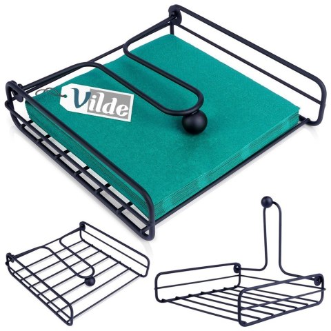Serwetnik metalowy stojak na serwetki organizer pojemnik czarny 19x19.5cm VILDE 139316